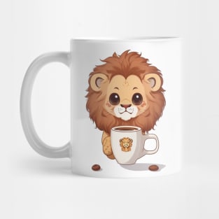 Cute lion with coffee Mug